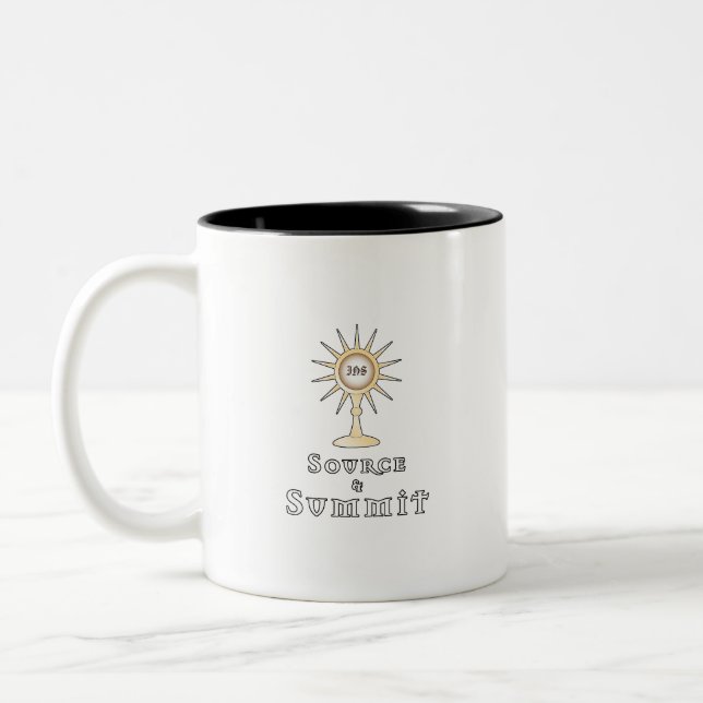 Quelle und Gipfel: Heiliger Eucharist Zweifarbige Tasse (Links)