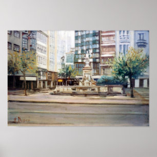 Quelle von Neptun /Neptune fountain ,(Zu Coruña) Poster