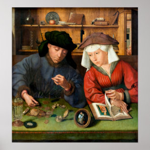 Quentin Matsys - Der Geldwechsler und seine Frau Poster