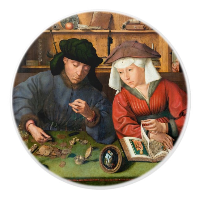 Quentin Matsys - Der Moneylender und seine Ehefrau Keramikknauf (Vorderseite)
