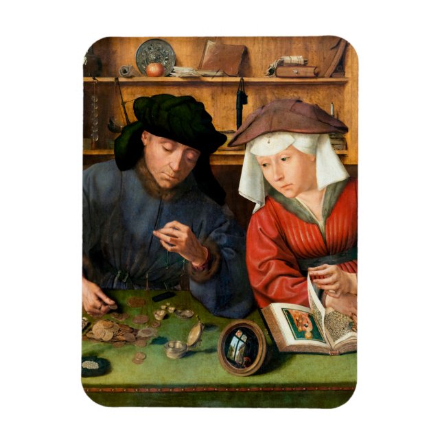 Quentin Matsys - Der Moneylender und seine Ehefrau Magnet (Vertikal)
