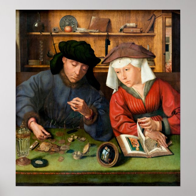 Quentin Matsys - Der Moneylender und seine Ehefrau Poster (Vorne)