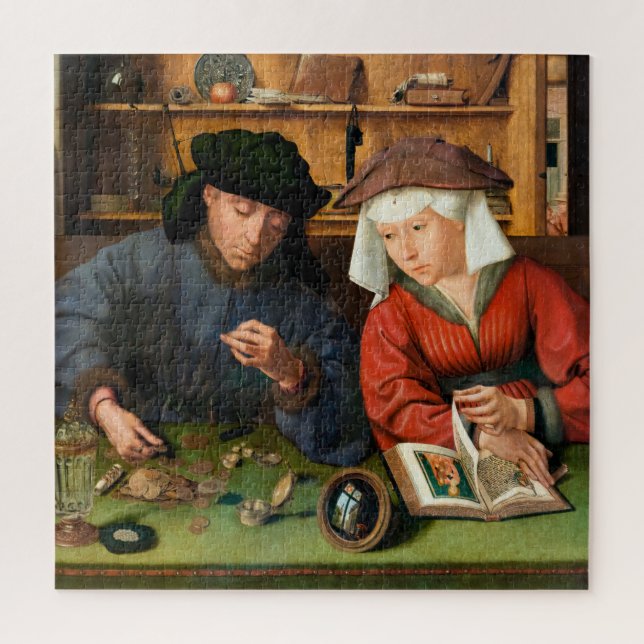 Quentin Matsys - Der Moneylender und seine Ehefrau Puzzle (Vertikal)