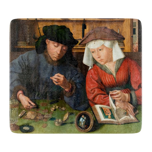 Quentin Matsys - Der Moneylender und seine Ehefrau Schneidebrett (Vorderseite)