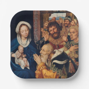 Quentin Matsys - Die Anbetung der Heiligen Drei Kö Pappteller