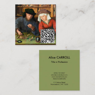 Quentin Matsys - Geldverleiher & Seine Frau - QR C Quadratische Visitenkarte