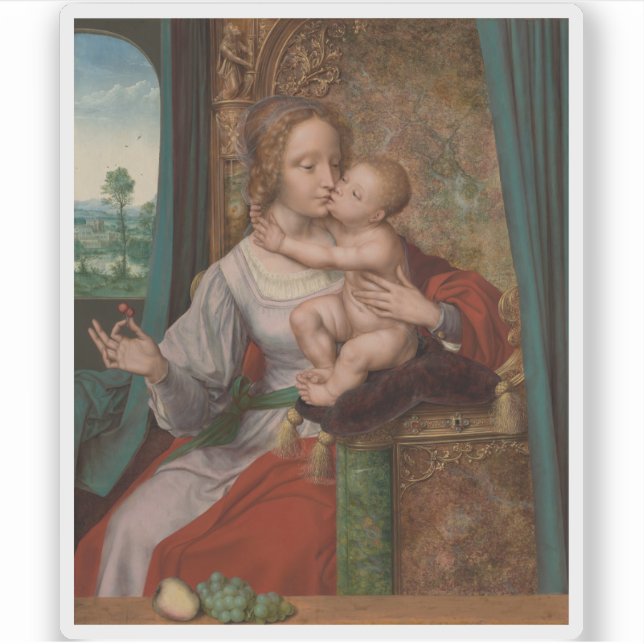 Quentin Metsys - Madonna mit den Kirschen Aufkleber (Vorderseite)