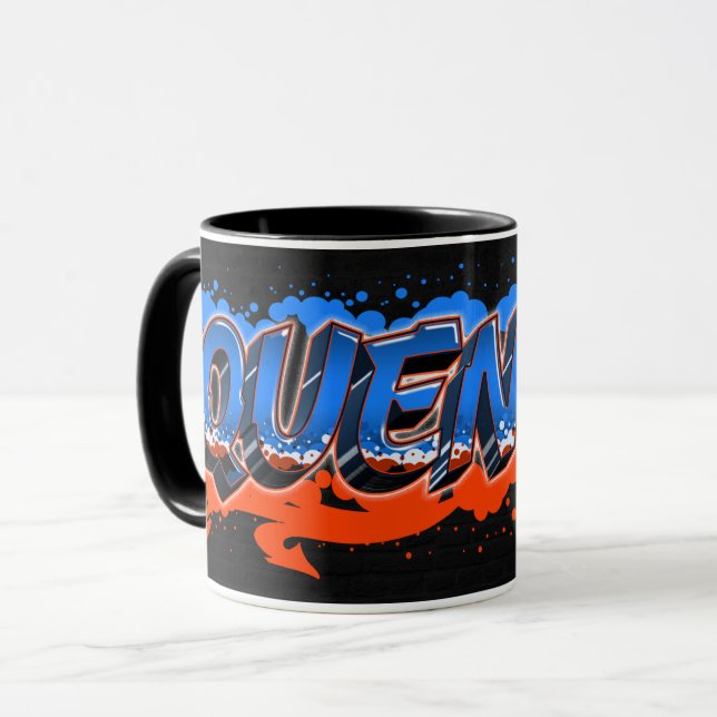 Quentin Vorname Name Graffiti blue orange Tasse (Vorderseite Links)