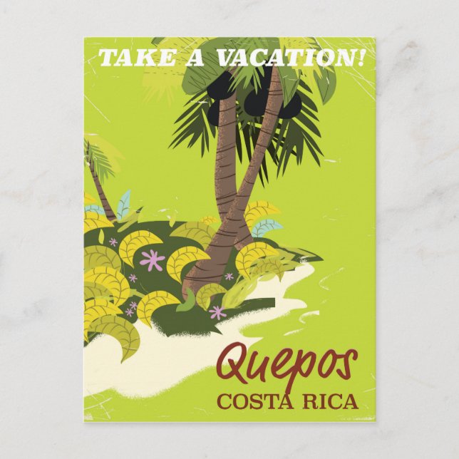 Quepos Costa ricanisches Vintages Reiseplakat Postkarte (Vorderseite)