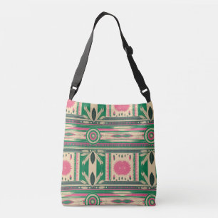 Quer-Tasche in Grün/Pink mit Native Amerikanischen Tragetaschen Mit Langen Trägern