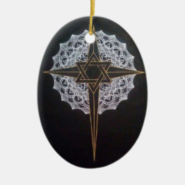 Quer- u. Stern-Mandala-Oval Keramik Ornament