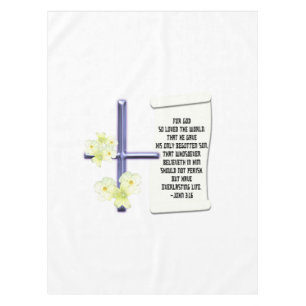 QuerBlumenScripture John 3-16 Tischdecke