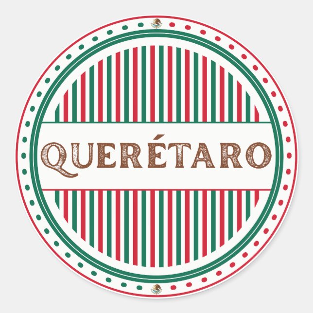 Queretaro City Pride Emblem – Mexican Identity Runder Aufkleber (Vorderseite)