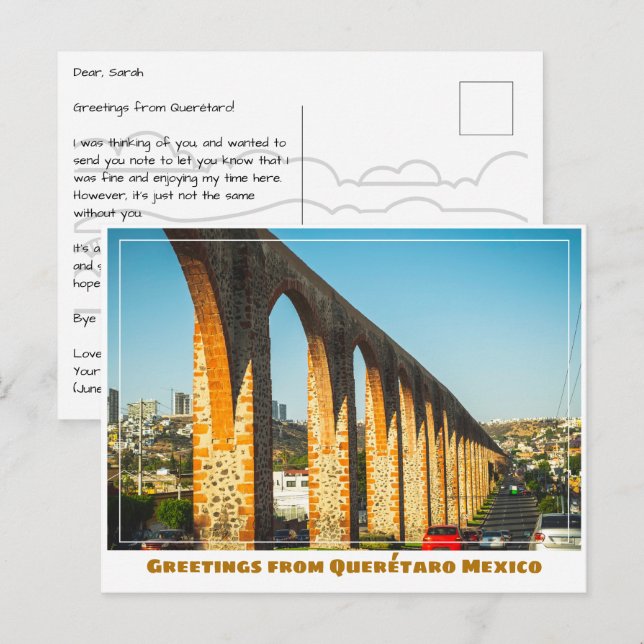 Querétaro Mexico Aqueduct Postkarte (Vorne/Hinten)