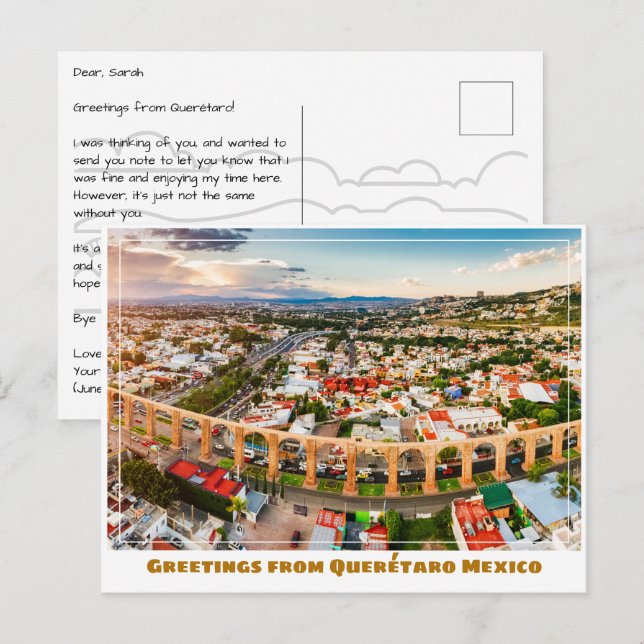 Querétaro Mexico Aqueduct Wide View Postkarte (Vorne/Hinten)