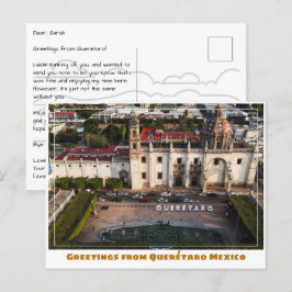 Querétaro Mexico Zeichen und Courtyard Postkarte
