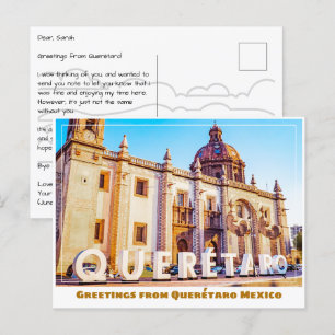 Querétaro Mexico Zeichen und Kirche Postkarte