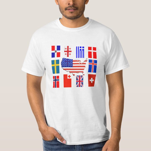 QUERflaggen AUF DER GANZEN WELT T-Shirt (Vorderseite)