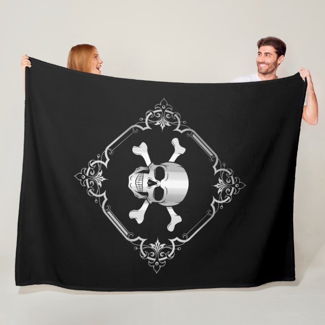 Querknochen/Piratenflagge/Piraterie/Schwarz/Silber Fleecedecke (Beispiel)