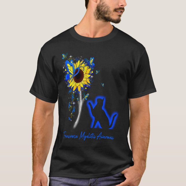 Quermyelitis-Bewusstsein SonnenblumenSchmetterling T-Shirt (Vorderseite)