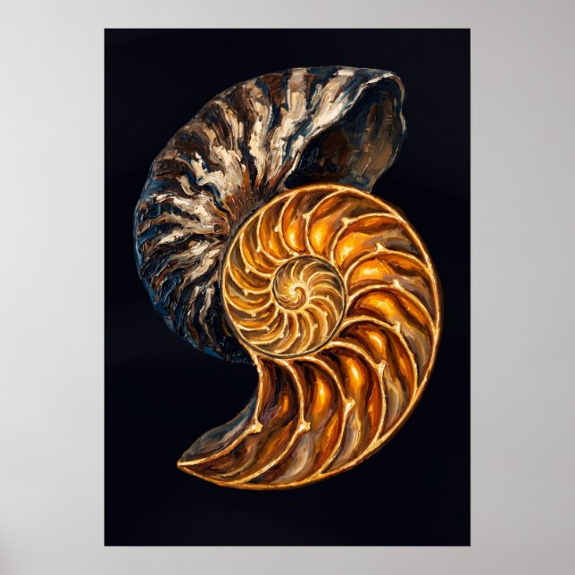 Querschnitt durch ein Nautilusgehäuse — Goldene Sp Poster (Vorne)