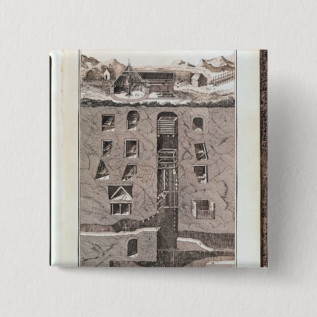 Querschnitt eines Bergwerkes Button (Vorderseite)