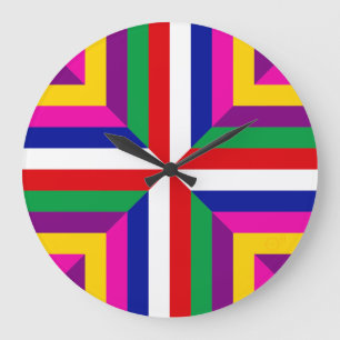 Querschnitt eines Sterns – Rot/Weiß – Ausgeglichen Große Wanduhr