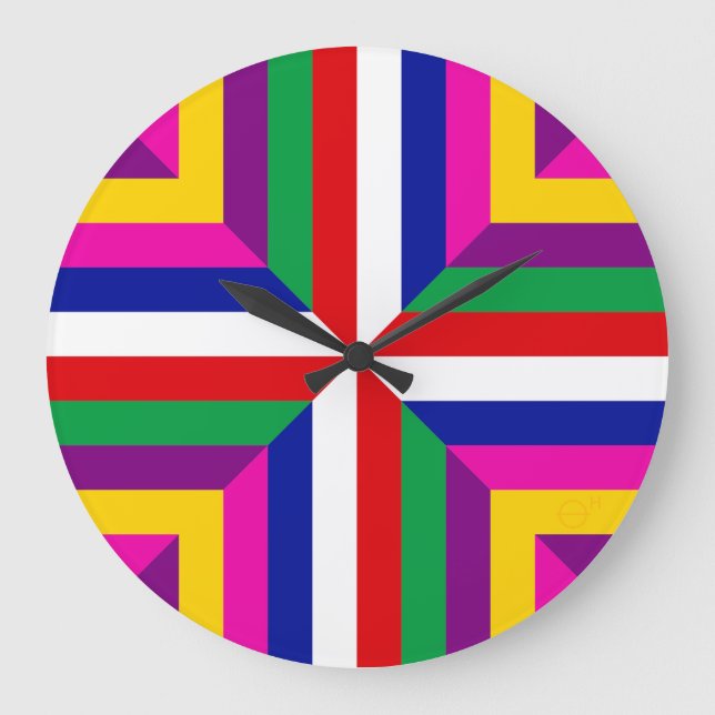 Querschnitt eines Sterns – Rot/Weiß – Ausgeglichen Große Wanduhr (Vorderseite)