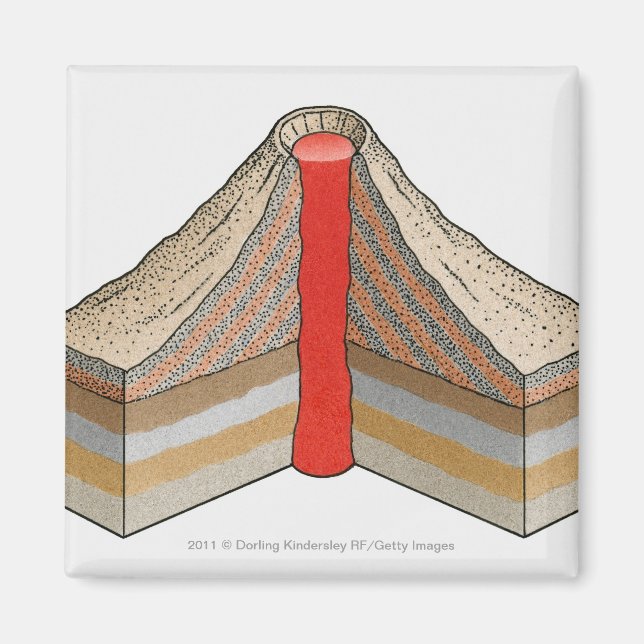 Querschnitt eines Vulkans mit Asche Magnet (Vorne)