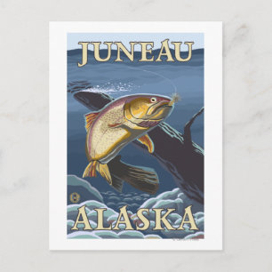 Querschnittlicher Forellenfang - Juneau, Alaska Postkarte