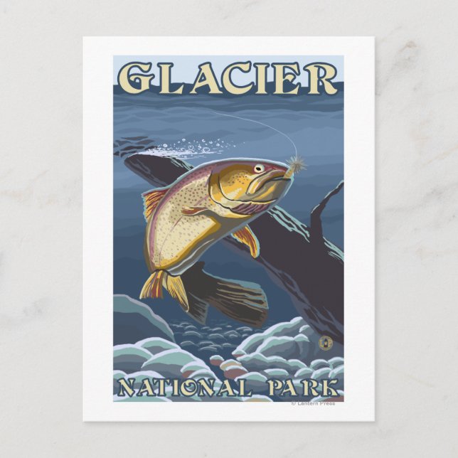 Querschnittlicher Forellenfang Postkarte (Vorderseite)