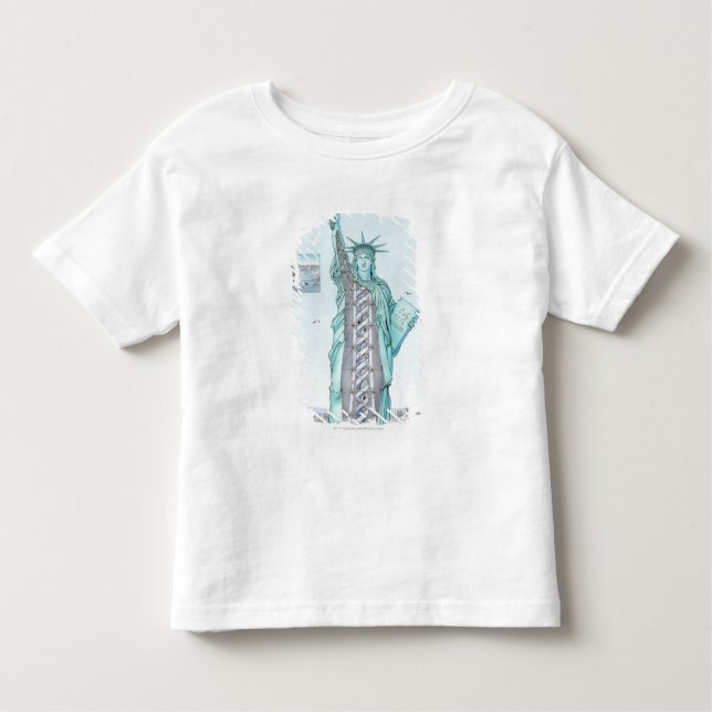 Querschnittsillustration des Freiheitsstatuen Kleinkind T-shirt (Vorderseite)