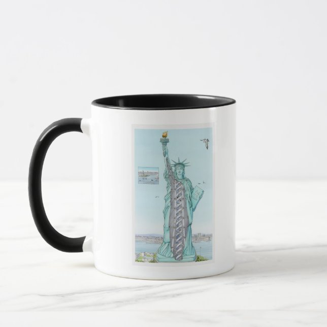 Querschnittsillustration des Freiheitsstatuen Tasse (Links)