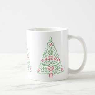 Querstich-Weihnachtsbaum-Tasse Tasse