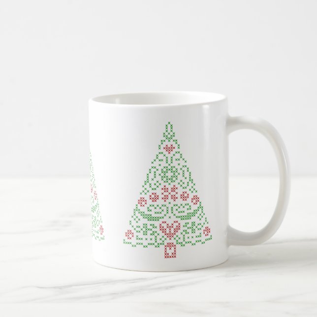 Querstich-Weihnachtsbaum-Tasse Tasse (Rechts)