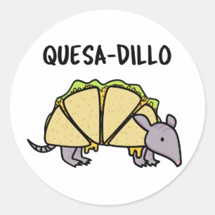 Quesa-Dillo Funny Quesadilla Pun Runder Aufkleber