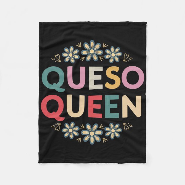 Queso Queen Floral Funny Cinco De Mayo Funny Mexic Fleecedecke (Vorderseite)