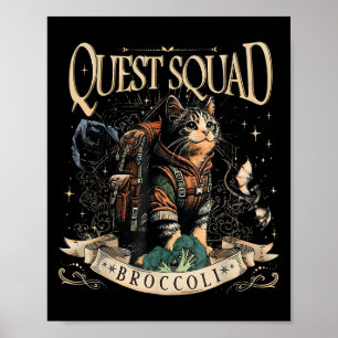 Quest Fantasy Squad Broccoli Kitten Funny Cat Poster