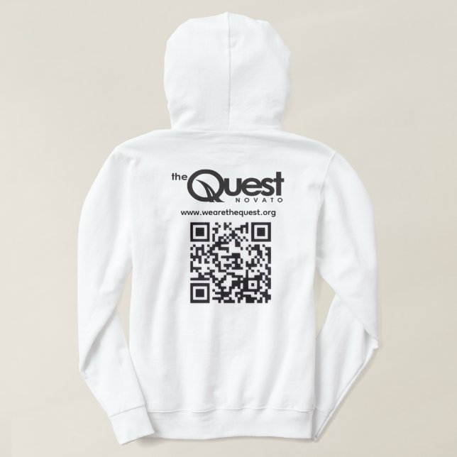 Quest Hoodie mit Logo und QR-Code (Design Rückseite)
