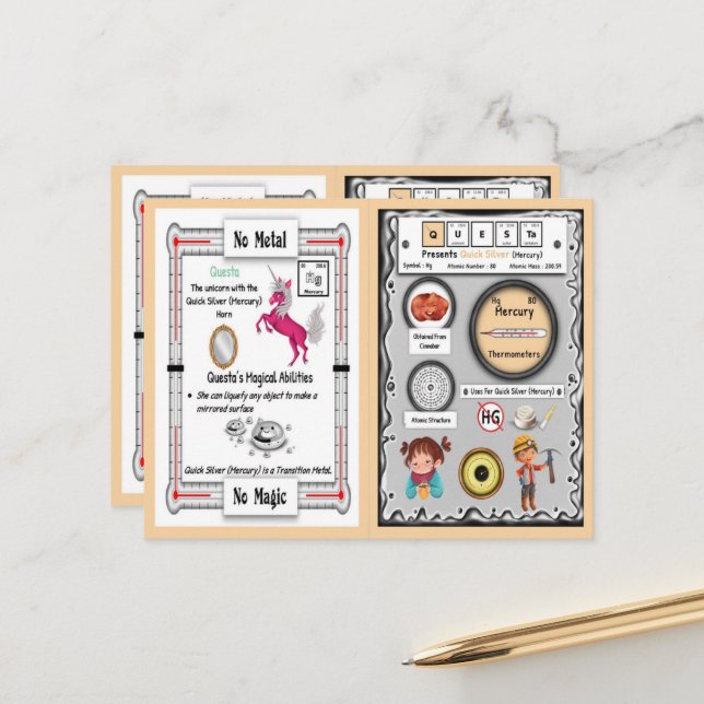 Questa - Mercury Horn Unicorn Game Card Postkarte (Vorderseite/Rückseite Beispiel)