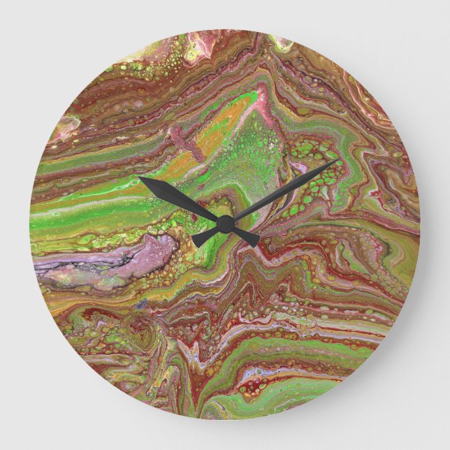 Questions 1 Wild Green Maroon Wall Clock Große Wanduhr (Vorderseite)