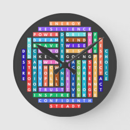 Questzirkel für Motivierend Word-Suche behalten Runde Wanduhr
