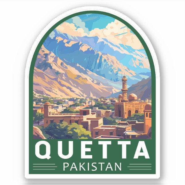 Quetta Pakistan Reisen Kunst Vintag Aufkleber (Vorderseite)