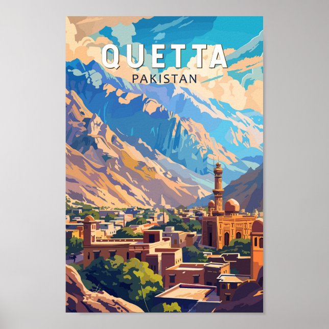 Quetta Pakistan Reisen Kunst Vintag Poster (Vorne)