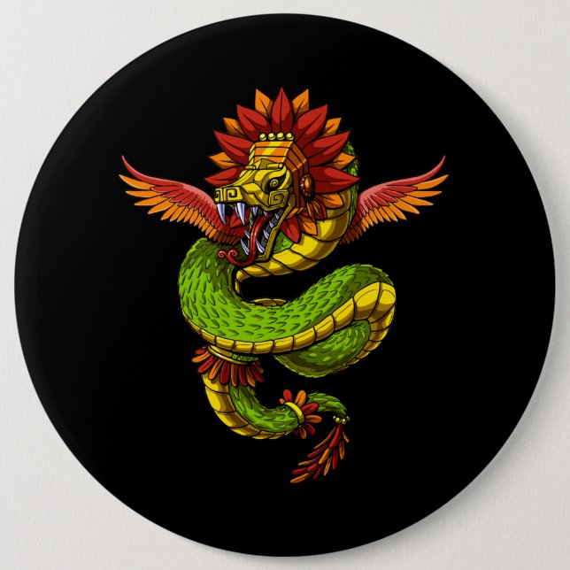 Quetzalcoatl Aztec Button (Vorderseite)