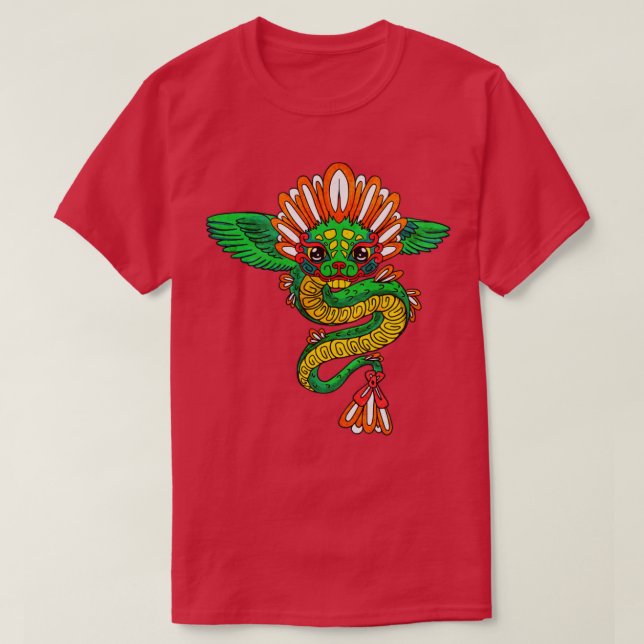 Quetzalcoatl Aztec Mayan Feathered Serpent Toltec T-Shirt (Design vorne)