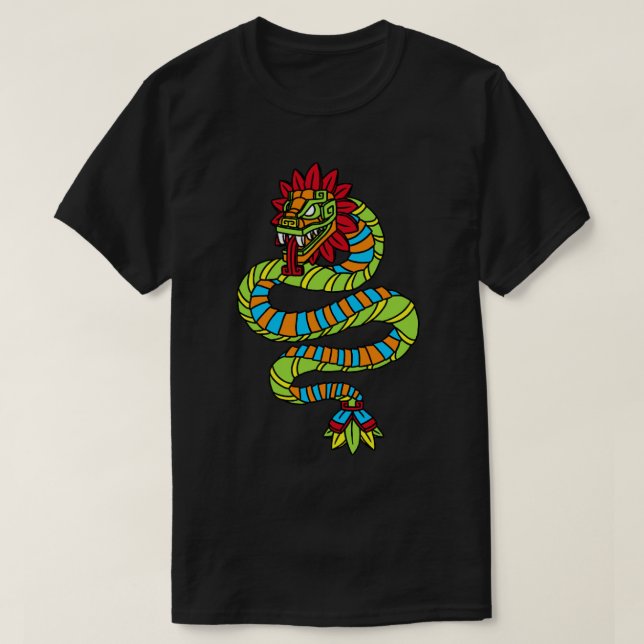 Quetzalcoatl Aztec Mayan Feathered Serpent Toltec T-Shirt (Design vorne)