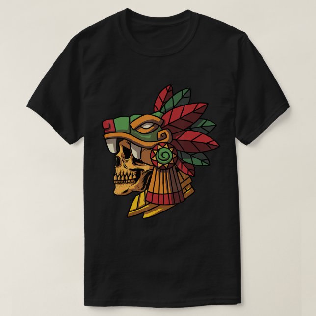 Quetzalcoatl Aztec Skull Mayan Ancient Inca Toltec T-Shirt (Design vorne)