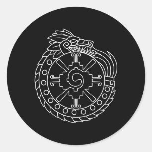 Quetzalcoatl Ouroboros Aztec Antiker Maya Inca Runder Aufkleber