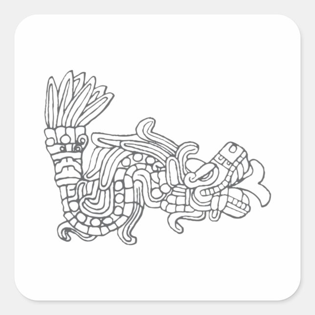 Quetzalcoatl Quadratischer Aufkleber (Vorderseite)